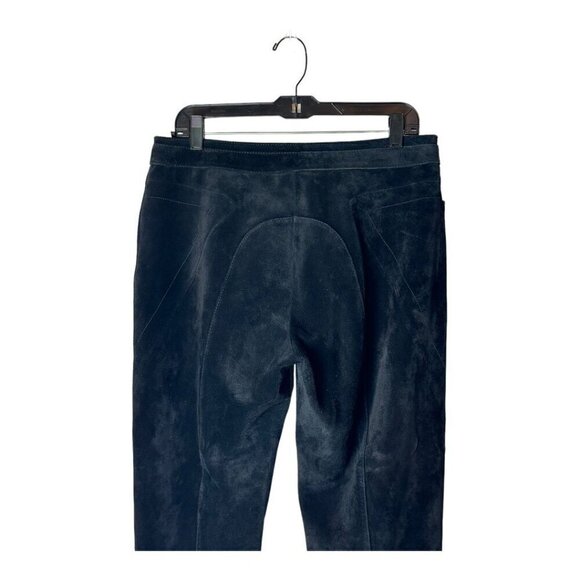 Siena Studio Pants Women 10 Black Suede Leather Zipper Accents Straight Leg - Picture 4 of 13